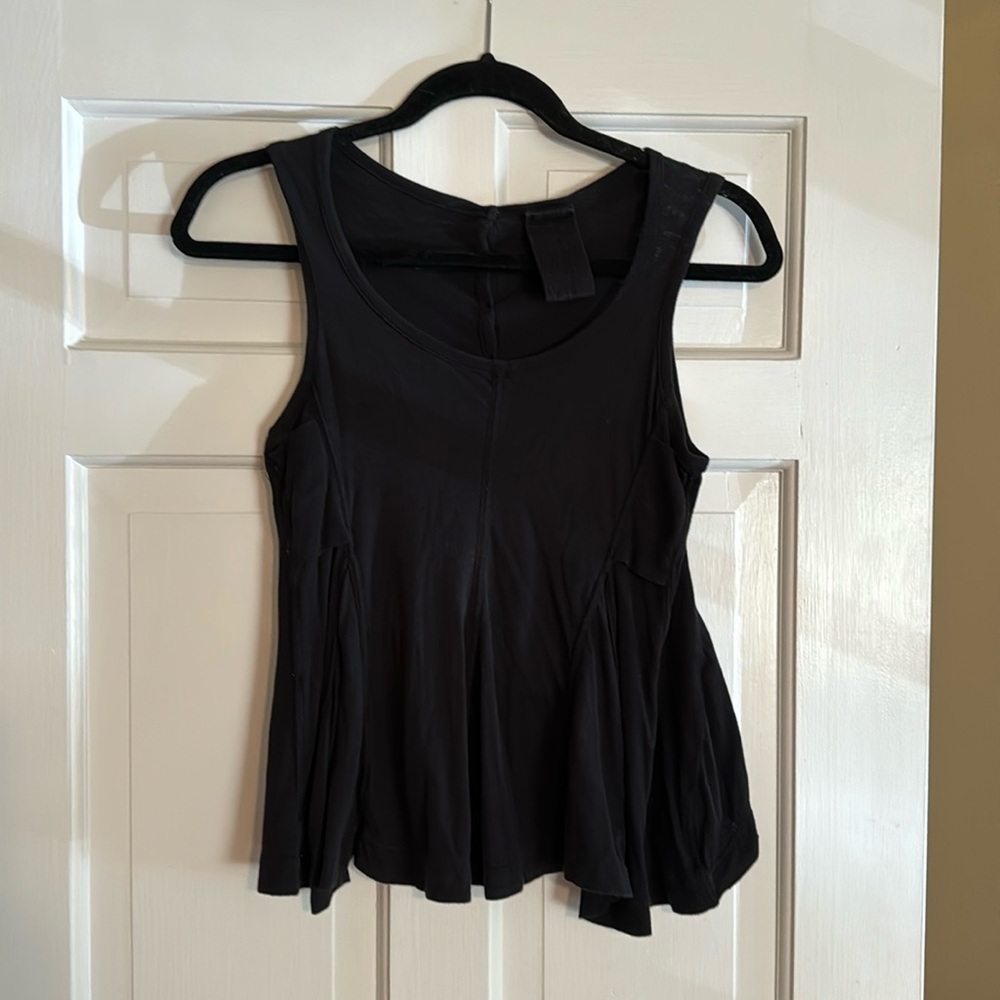 Black Label Black Cotton Tank Top Size S Buttons on Back Side.